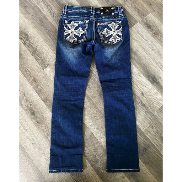MISS ME Blingy Cross Straight Leg Jeans - Picture 6 of 9